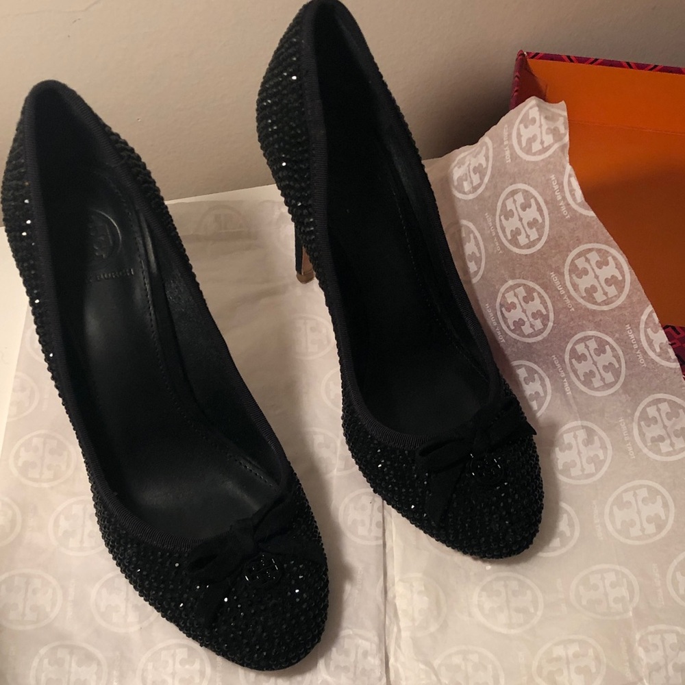 Tory Burch Black Sparkle Heels